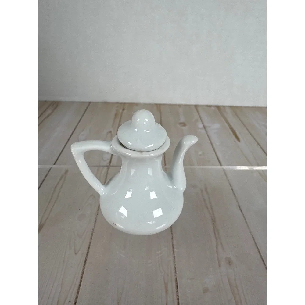 Vintage Strombecker Miniature Tea Set White Pink 7 Pc Ceramic‎ Barbie Dollhouse